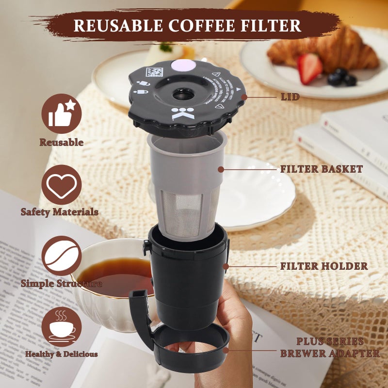 Podoy Reusable Coffee Filter Compatible with Keurigg ð‘²ð’†ð’–ð’“ð’Šð’ˆ My K Cup 2.0 K300 K250 K350 K375 K400 K450 Coffee Makers with Extra Filter Pod Cleaning Brush - Image 2